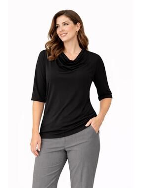 NWT Premise Black Cowl Neck Blouse L